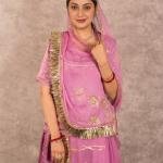 Mauve Pink Aari Sequins Work Poshak | Premium Bamber Satin | Jaipurio Designer Collection